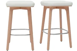 Miliboo Barhocker weiß und helles Holz 65 cm (2er-Set) GRAMMA* Barhocker