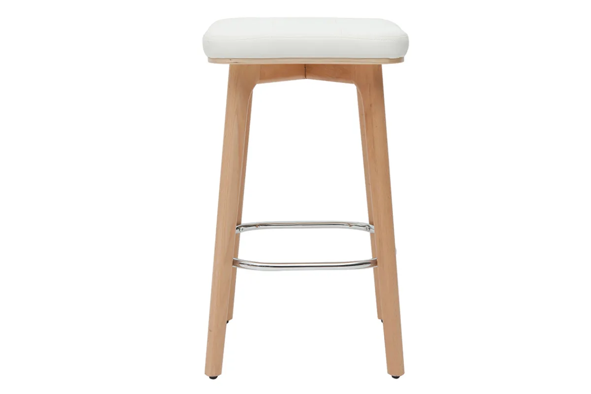 Miliboo Barhocker weiß und helles Holz 65 cm (2er-Set) GRAMMA* Barhocker