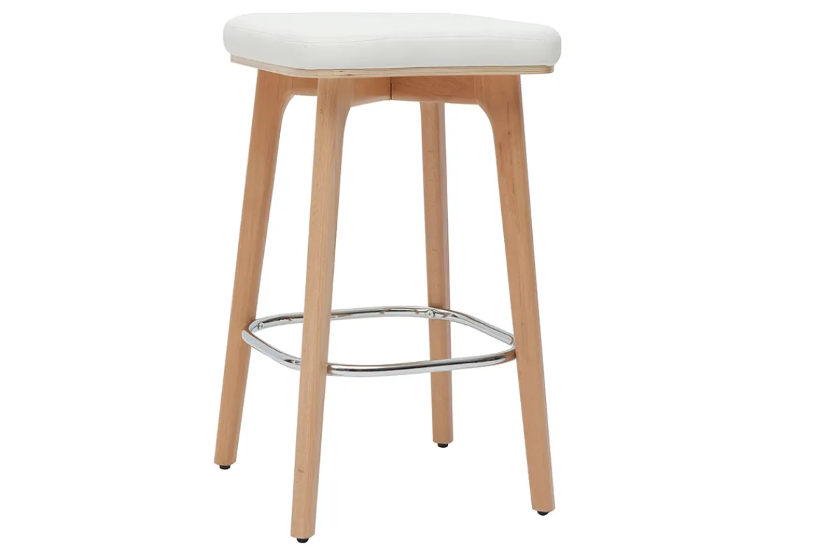 Miliboo Barhocker weiß und helles Holz 65 cm (2er-Set) GRAMMA* Barhocker