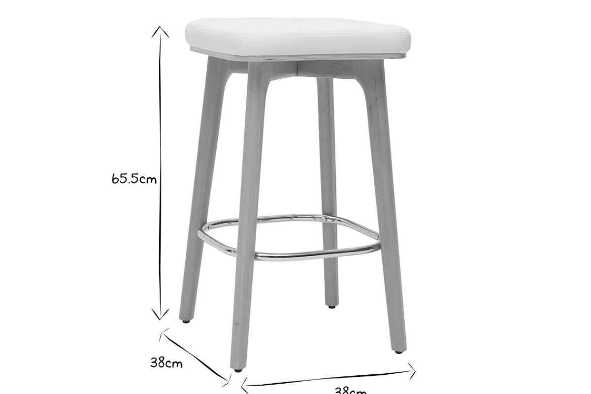 Miliboo Barhocker weiß und helles Holz 65 cm (2er-Set) GRAMMA* Barhocker