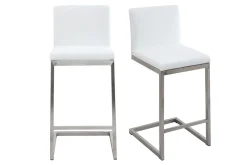 Miliboo Barhocker zeitgenössisches Design - Aluminium und PU Weiß - STELLAR (2-er Set)* Barhocker