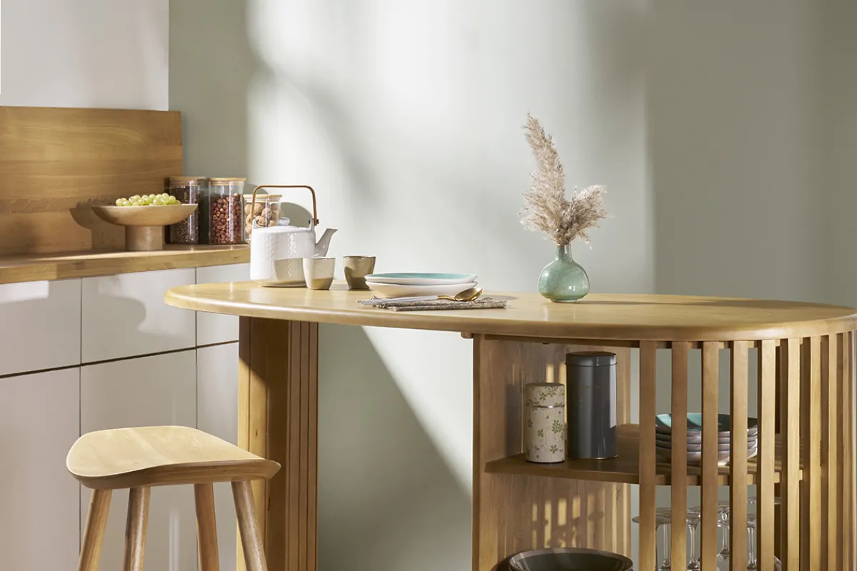 Miliboo Bartisch mit Ablagefächern aus massivem Mangoholz H90 cm LOBIO* Bartische/ Bar