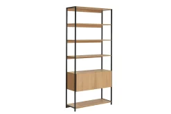 Miliboo Bücherregal mit geschlossenem Stauraum in hellem Eichenholz und schwarzem Metall B94 cm FLEA* Bücherregale|Bücherregale