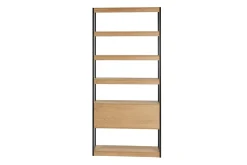 Miliboo Bücherregal mit geschlossenem Stauraum in hellem Eichenholz und schwarzem Metall B94 cm FLEA* Bücherregale|Bücherregale