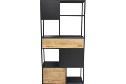 Miliboo Bücherschrank aus schwarzem Metall mit massivem Mango-Holz JAIPUR* Bücherregale|Bücherregale