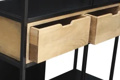 Miliboo Bücherschrank aus schwarzem Metall mit massivem Mango-Holz JAIPUR* Bücherregale|Bücherregale