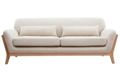 Miliboo Beigefarbenes skandinavisches 3-Sitzer-Sofa mit Holzbeinen YOKO* Design-sofas