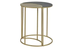 Miliboo Beistelltisch aus schwarzem und goldfarben lackiertem Metall TOSCANE* Beistelltische