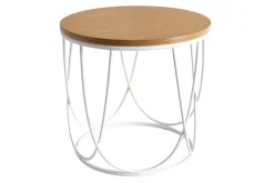 Miliboo Beistelltisch Holz und Metall Weiß 42 cm LACE* Couchtische|Beistelltische