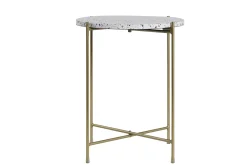 Miliboo Beistelltisch rund Terrazzo und goldfarbenes Metall D40 cm MEZZO* Beistelltische