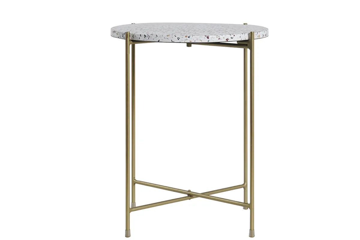 Miliboo Beistelltisch rund Terrazzo und goldfarbenes Metall D40 cm MEZZO* Beistelltische