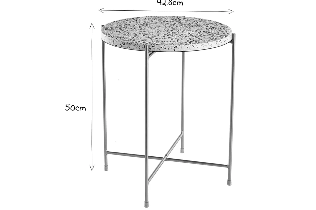 Miliboo Beistelltisch rund Terrazzo und goldfarbenes Metall D40 cm MEZZO* Beistelltische