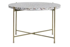 Miliboo Beistelltisch rund Terrazzo und goldfarbenes Metall D55 cm MEZZO* Couchtische