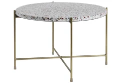 Miliboo Beistelltisch rund Terrazzo und goldfarbenes Metall D55 cm MEZZO* Couchtische