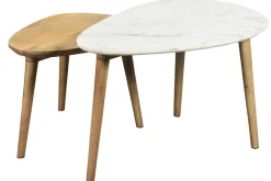 Miliboo Beistelltischchen EVY aus weißem Marmor und Mangoholz (2 Stück)* Couchtische
