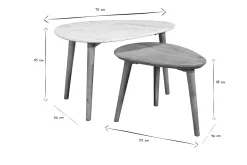 Miliboo Beistelltischchen EVY aus weißem Marmor und Mangoholz (2 Stück)* Couchtische