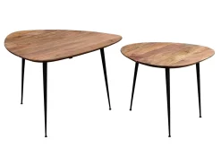 Miliboo Beistelltische aus Akazie und schwarzem Metall (2er-Set) STONES* Couchtische