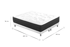 Miliboo Bett 140 x 200 cm Boxspring und Memory-Foam-Matratze BENJI* Betten Für Erwachsene|Matratzen