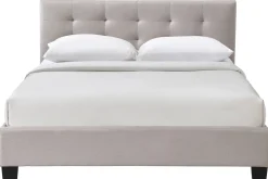 Miliboo Bett 160 x 200 Stoff Beige gepolstert MARQUISE* Betten Für Erwachsene