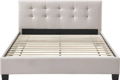 Miliboo Bett 160 x 200 Stoff Beige gepolstert MARQUISE* Betten Für Erwachsene