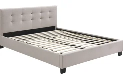Miliboo Bett 160 x 200 Stoff Beige gepolstert MARQUISE* Betten Für Erwachsene