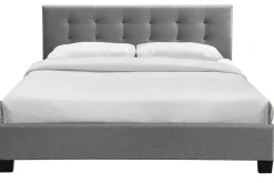 Miliboo Bett 180 x 200 Stoff Grau gepolstert MARQUISE* Betten Für Erwachsene