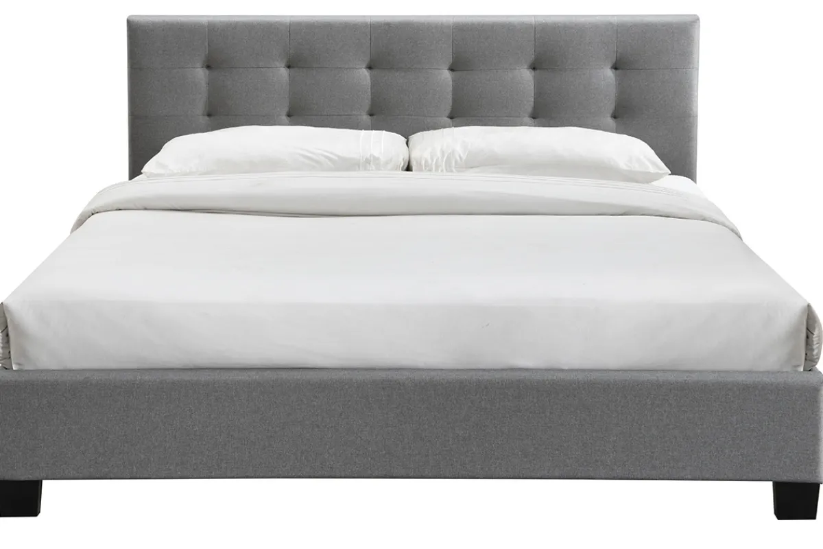 Miliboo Bett 180 x 200 Stoff Grau gepolstert MARQUISE* Betten Für Erwachsene