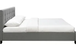 Miliboo Bett 180 x 200 Stoff Grau gepolstert MARQUISE* Betten Für Erwachsene