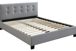 Miliboo Bett 160 x 200 Stoff Grau gepolstert MARQUISE* Betten Für Erwachsene