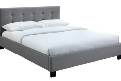 Miliboo Bett 160 x 200 Stoff Grau gepolstert MARQUISE* Betten Für Erwachsene