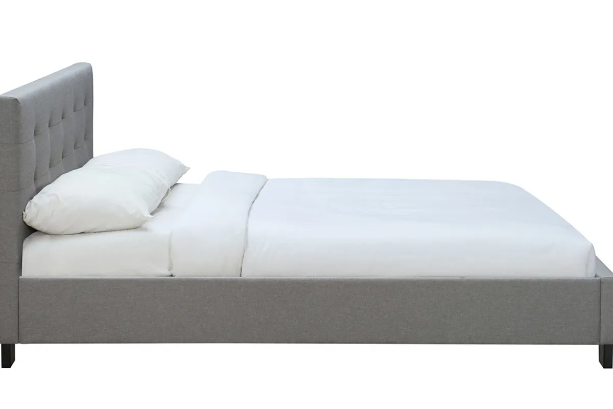 Miliboo Bett 160 x 200 Stoff Grau gepolstert MARQUISE* Betten Für Erwachsene