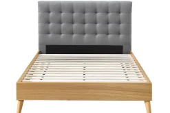 Miliboo Bett für Erwachsene Skandinavisch Holz und Stoff Grau 140 x 200 cm LYNN* Betten Für Erwachsene