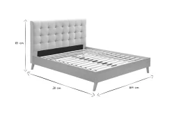 Miliboo Bett für Erwachsene Skandinavisch Holz und Stoff Beige 160 x 200 cm LYNN* Betten Für Erwachsene