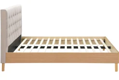 Miliboo Bett für Erwachsene Skandinavisch Holz und Stoff Beige 160 x 200 cm LYNN* Betten Für Erwachsene