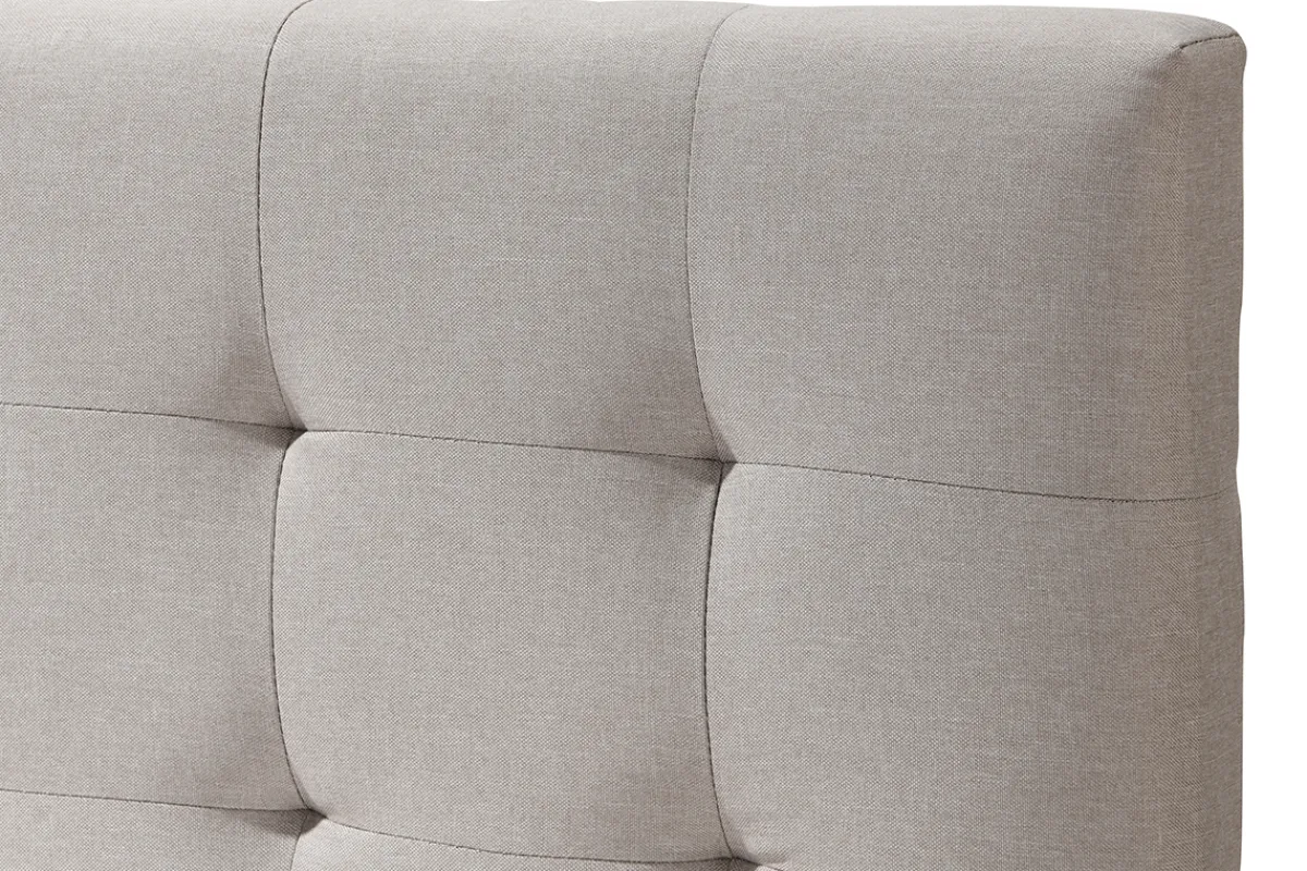Miliboo Bett für Erwachsene Skandinavisch Holz und Stoff Beige 160 x 200 cm LYNN* Betten Für Erwachsene