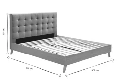 Miliboo Bett für Erwachsene Skandinavisch Holz und Stoff Grau 160 x 200 cm LYNN* Betten Für Erwachsene