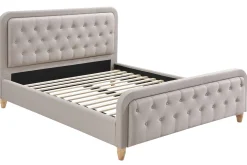 Miliboo Bett gepolstert Stoff Beige 160 x 200 cm KRISTEN* Betten Für Erwachsene