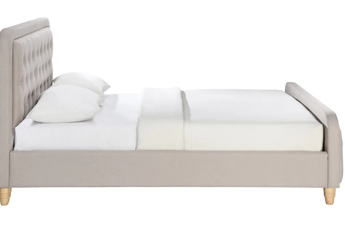 Miliboo Bett gepolstert Stoff Beige 160 x 200 cm KRISTEN* Betten Für Erwachsene