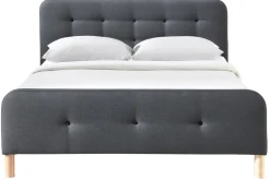 Miliboo Bett gepolstert Stoff Dunkelgrau 160 x 200 cm HOLSEN* Betten Für Erwachsene