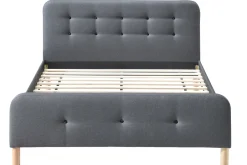 Miliboo Bett gepolstert Stoff Dunkelgrau 160 x 200 cm HOLSEN* Betten Für Erwachsene