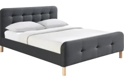 Miliboo Bett gepolstert Stoff Dunkelgrau 160 x 200 cm HOLSEN* Betten Für Erwachsene