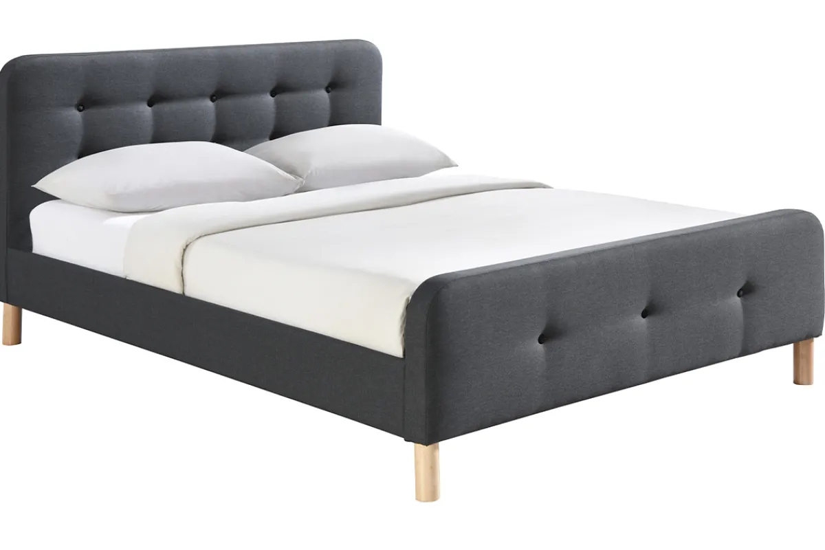 Miliboo Bett gepolstert Stoff Dunkelgrau 160 x 200 cm HOLSEN* Betten Für Erwachsene