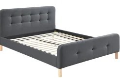 Miliboo Bett gepolstert Stoff Dunkelgrau 160 x 200 cm HOLSEN* Betten Für Erwachsene