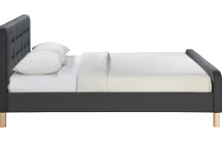 Miliboo Bett gepolstert Stoff Dunkelgrau 160 x 200 cm HOLSEN* Betten Für Erwachsene
