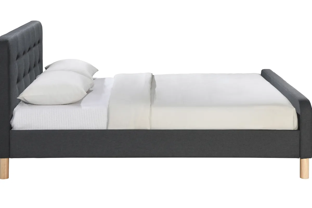Miliboo Bett gepolstert Stoff Dunkelgrau 160 x 200 cm HOLSEN* Betten Für Erwachsene