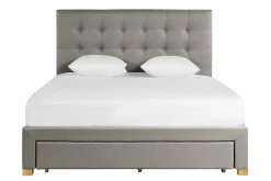 Miliboo Bett mit Schubladen 160x200 cm in hellgrauem Stoff RENO* Betten Für Erwachsene