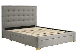 Miliboo Bett mit Schubladen 160x200 cm in hellgrauem Stoff RENO* Betten Für Erwachsene