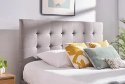 Miliboo Bett mit Schubladen 160x200 cm in hellgrauem Stoff RENO* Betten Für Erwachsene