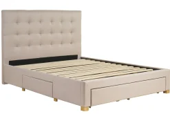 Miliboo Bett mit Schubladen 160x200 cm in beigem Stoff RENO* Betten Für Erwachsene