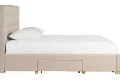 Miliboo Bett mit Schubladen 160x200 cm in beigem Stoff RENO* Betten Für Erwachsene